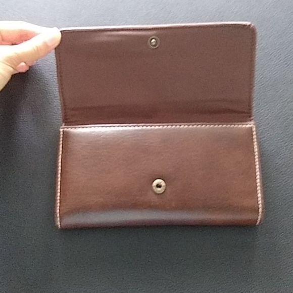 Solid Brown Wallet with white embroidery - Picture 2 of 6